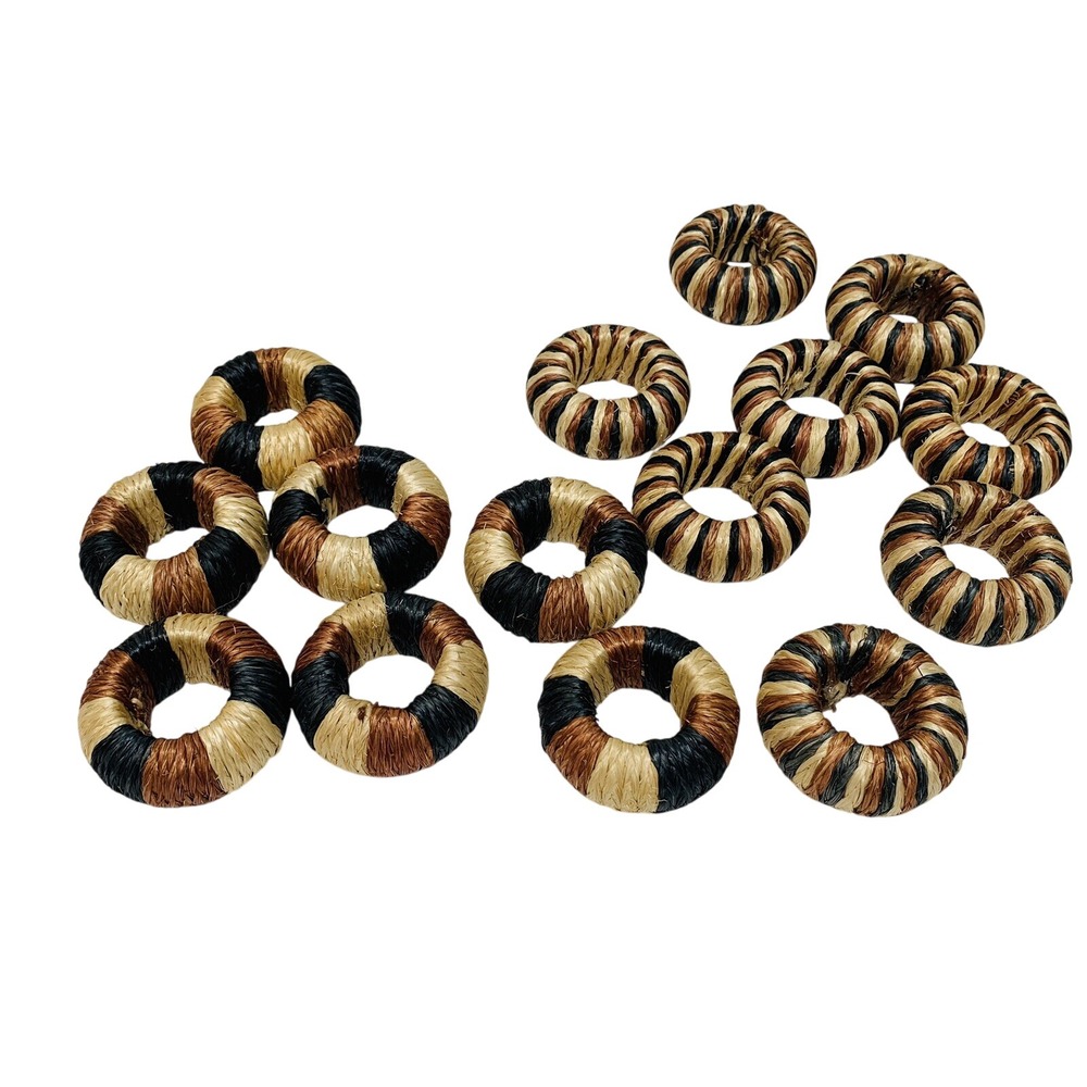 Wicker Napkin Rings  Woven Rattan Lot Of‎  15  Tableware Boho Farmhouse Party